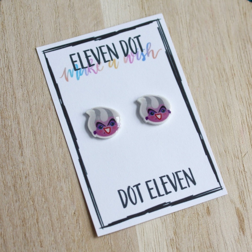 Little Mermaid Evil Ursula Face Emoji Earrings